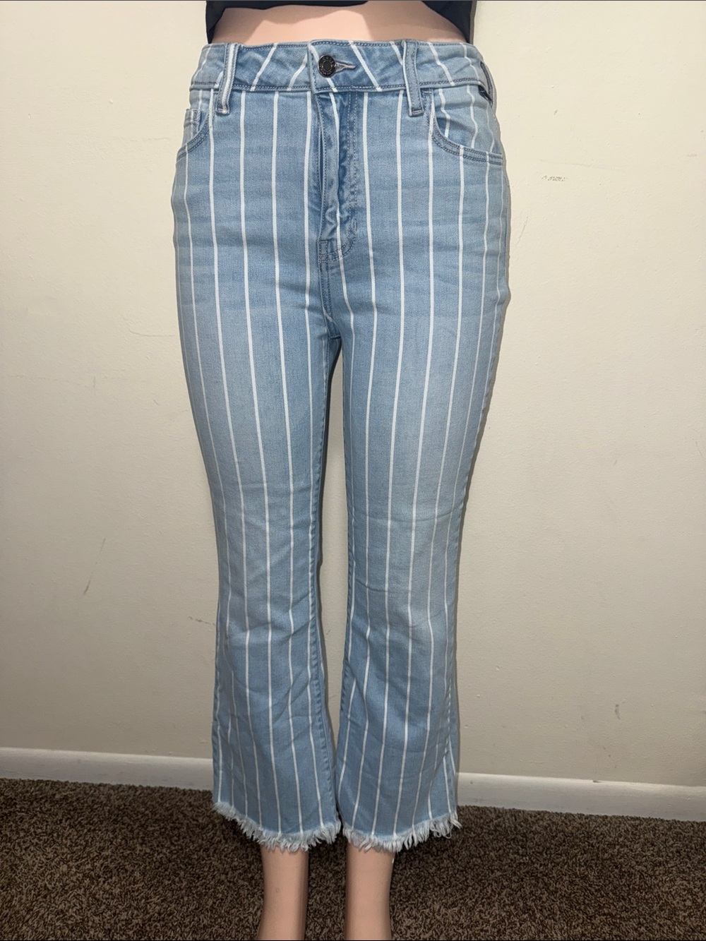 Cello ultra high rise flare jean woman size 9 striped